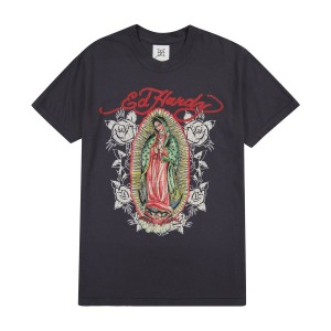 Men Ed Hardy Mary Tee Tees Charcoal | EV36-W7ZCRV